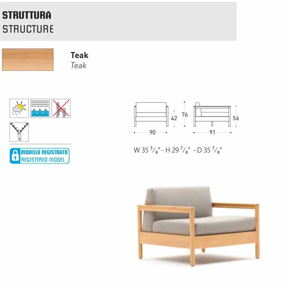 Varaschin Bali modern outdoor armchair in upholstered fabric Viadurini