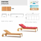 Varaschin Barcode sunlounger with outdoor wheels in teak wood Viadurini