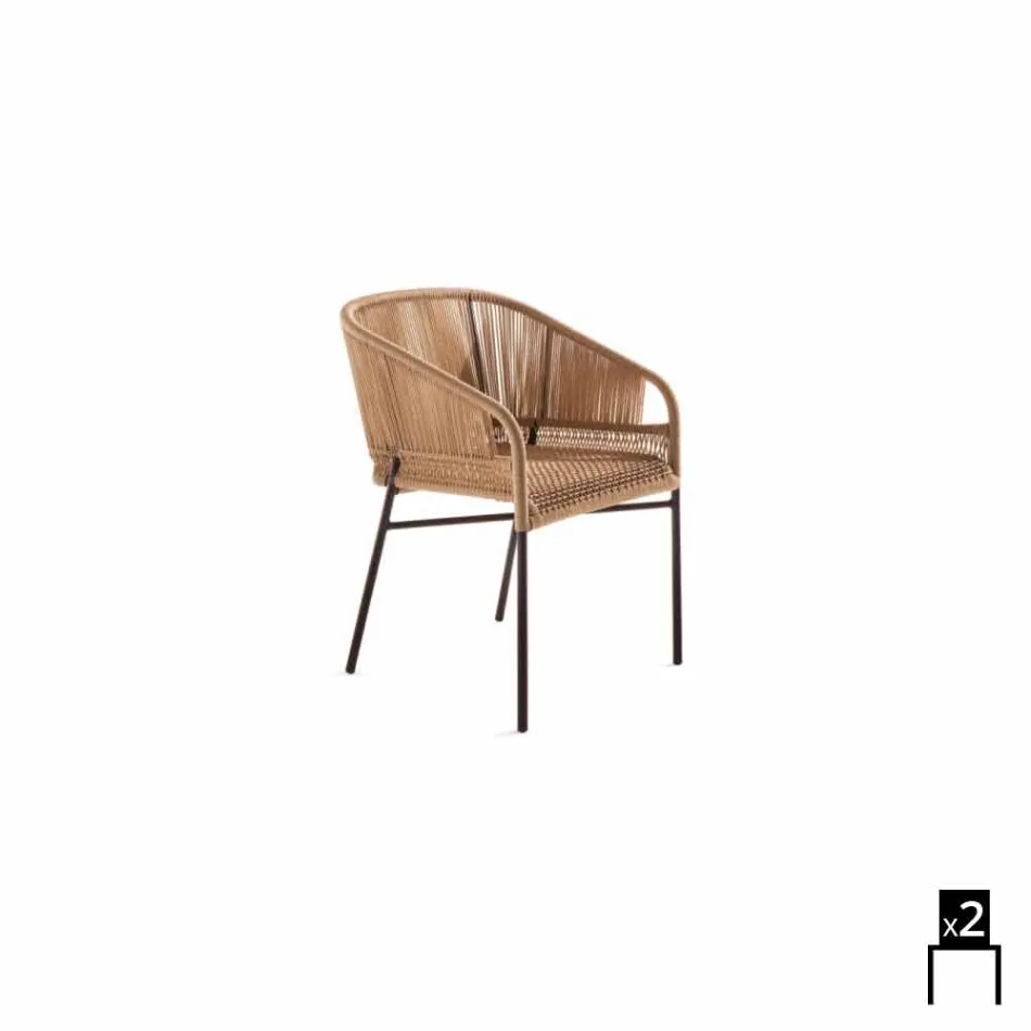 Varaschin Cricket hand-woven outer armchair, 2 pcs Viadurini