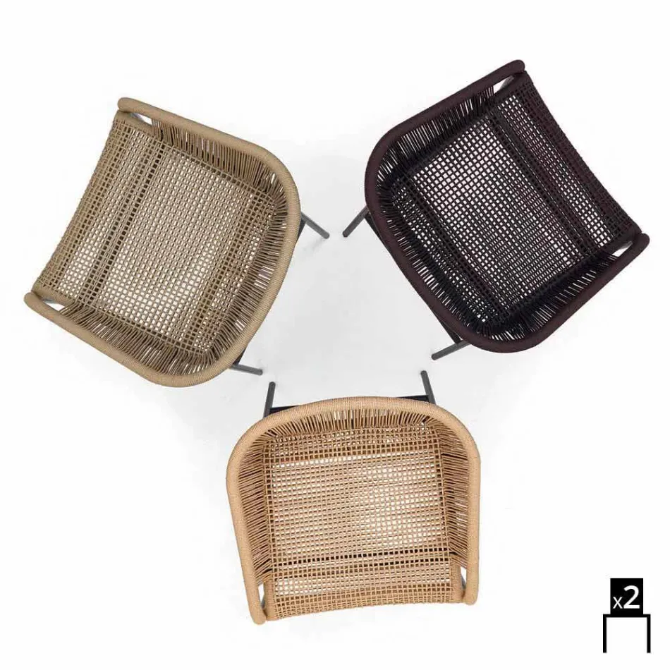 Varaschin Cricket hand-woven outer armchair, 2 pcs Viadurini