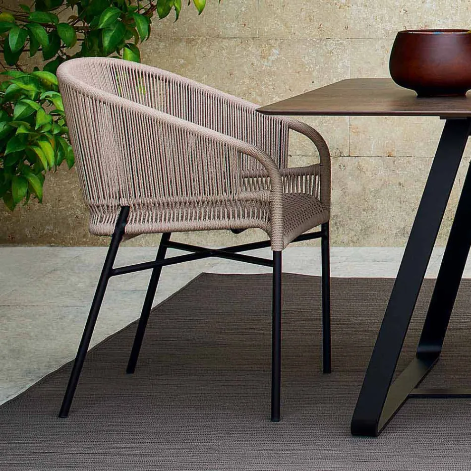 Varaschin Cricket hand braided garden armchair, set of 2  Viadurini