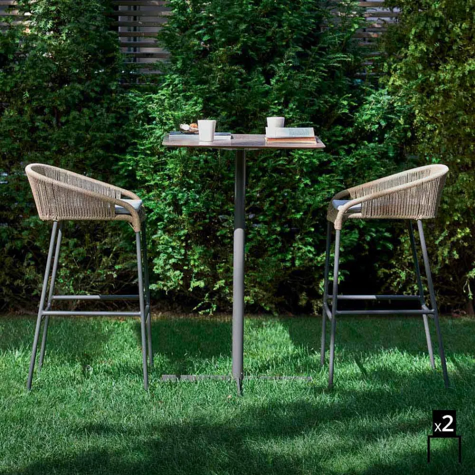 Varaschin Cricket modern aluminum garden stool, 2 pieces Viadurini