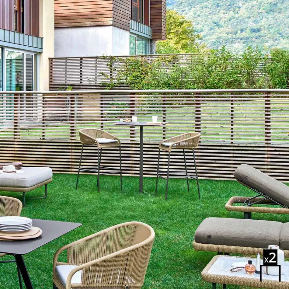 Varaschin Cricket modern aluminum garden stool, 2 pieces Viadurini