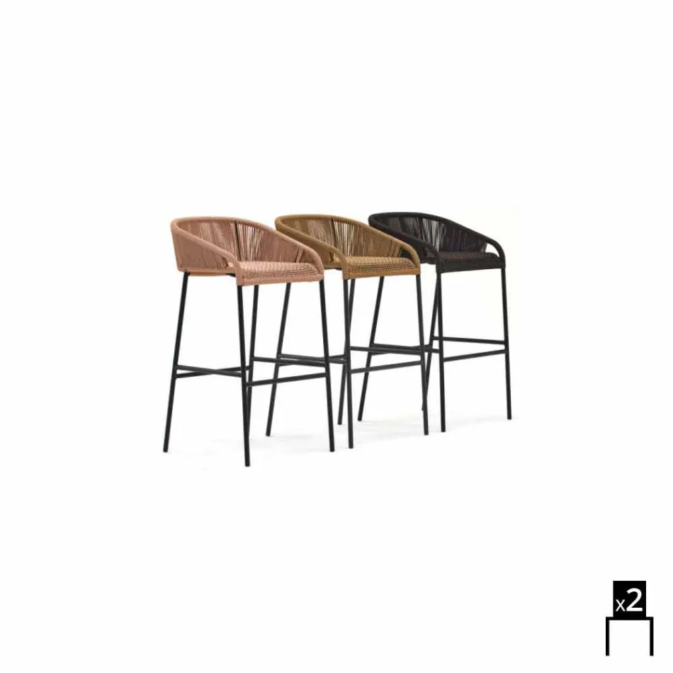 Varaschin Cricket modern aluminum garden stool, 2 pieces Viadurini