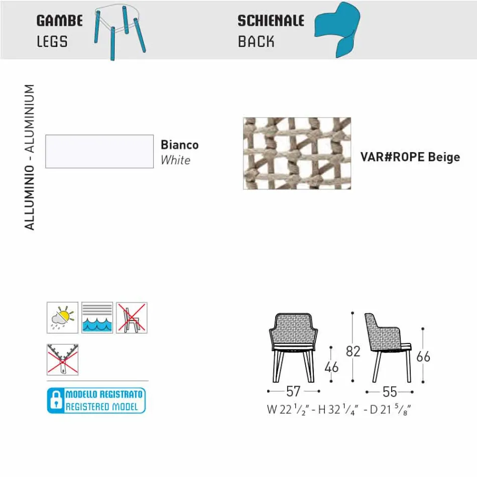 Varaschin Emma padded outdoor armchair of modern design Viadurini