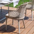 Modern outdoor armchair in fabric and aluminum, Emma by Varaschin