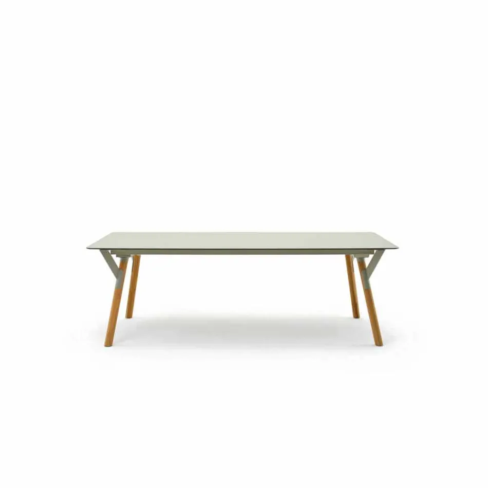 Varaschin Link extending garden table with teak legs, H65 cm Viadurini