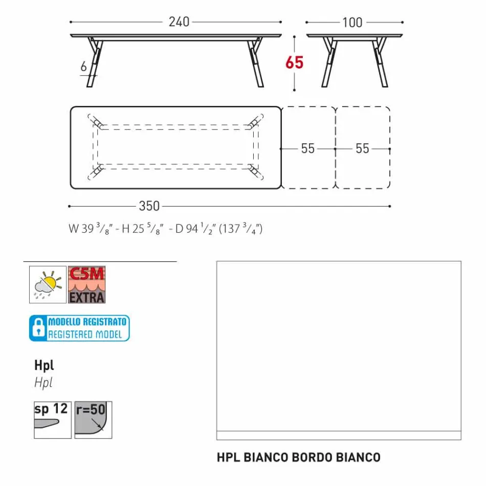 Varaschin Link extending garden table H 65 cm, up to 350 cm Viadurini