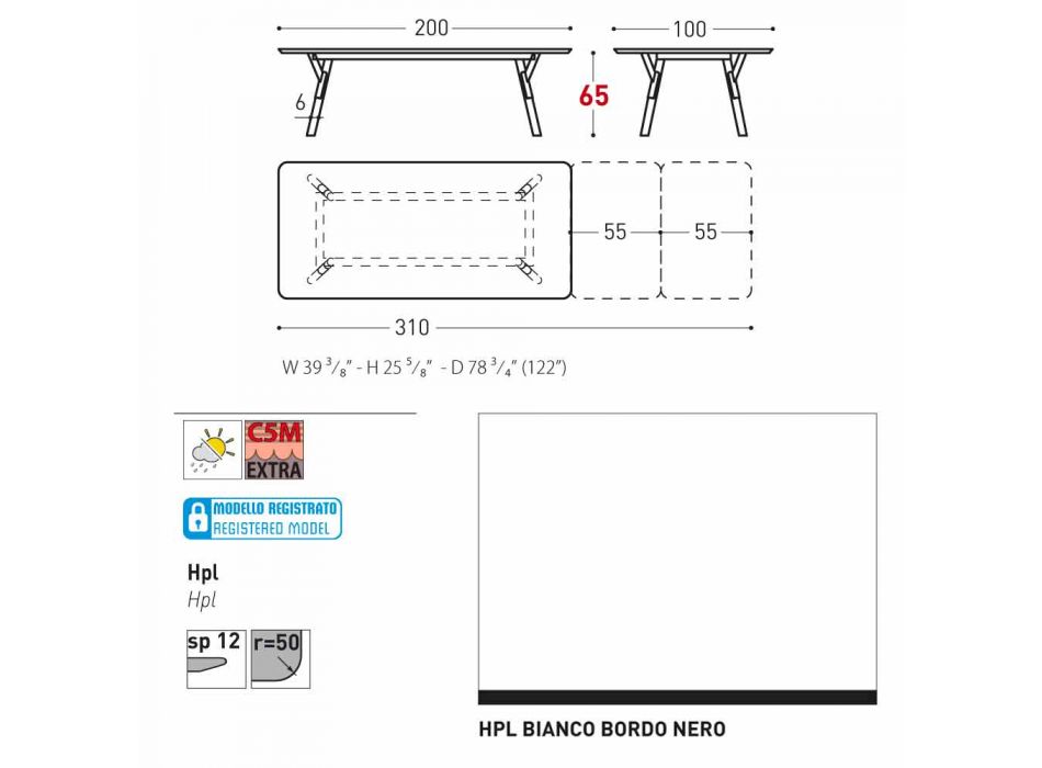 Varaschin Link extending garden table H 65 cm, up to 350 cm Viadurini