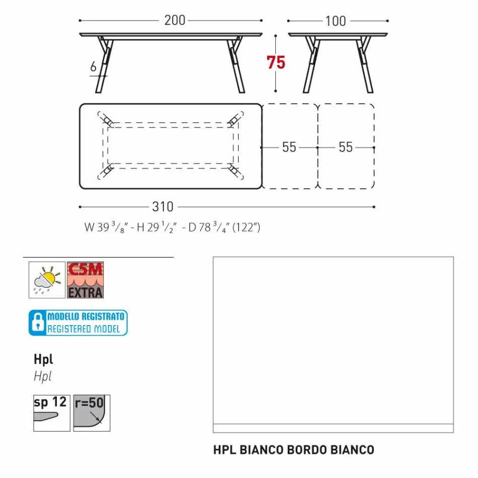 Varaschin Link extensible garden table with teak legs, H75 cm Viadurini