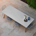 Outdoor extendable dining table with teak legs, H 75 cm Link Varaschin