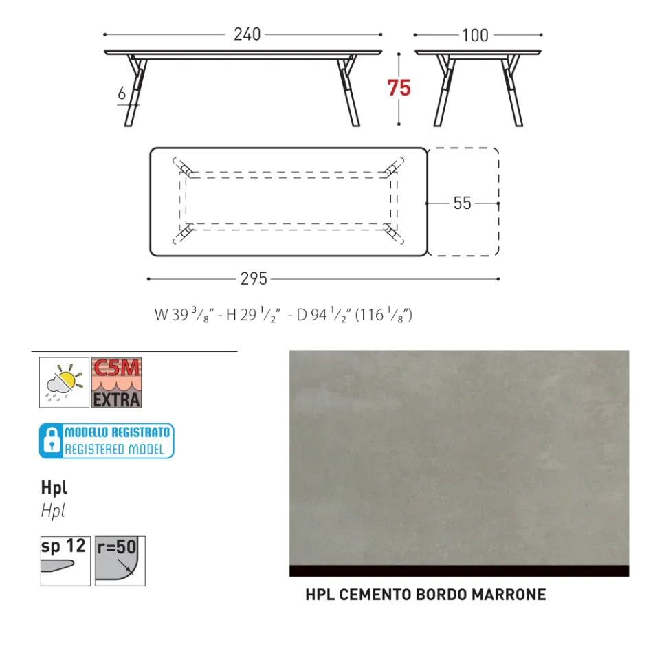 Varaschin Link modern design extendable garden table, H 73.2 cm Viadurini