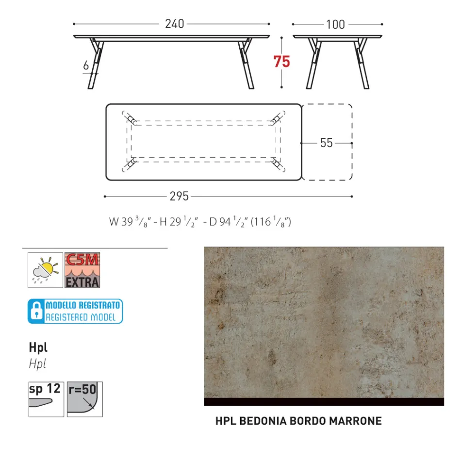 Varaschin Link modern design extendable garden table, H 73.2 cm Viadurini