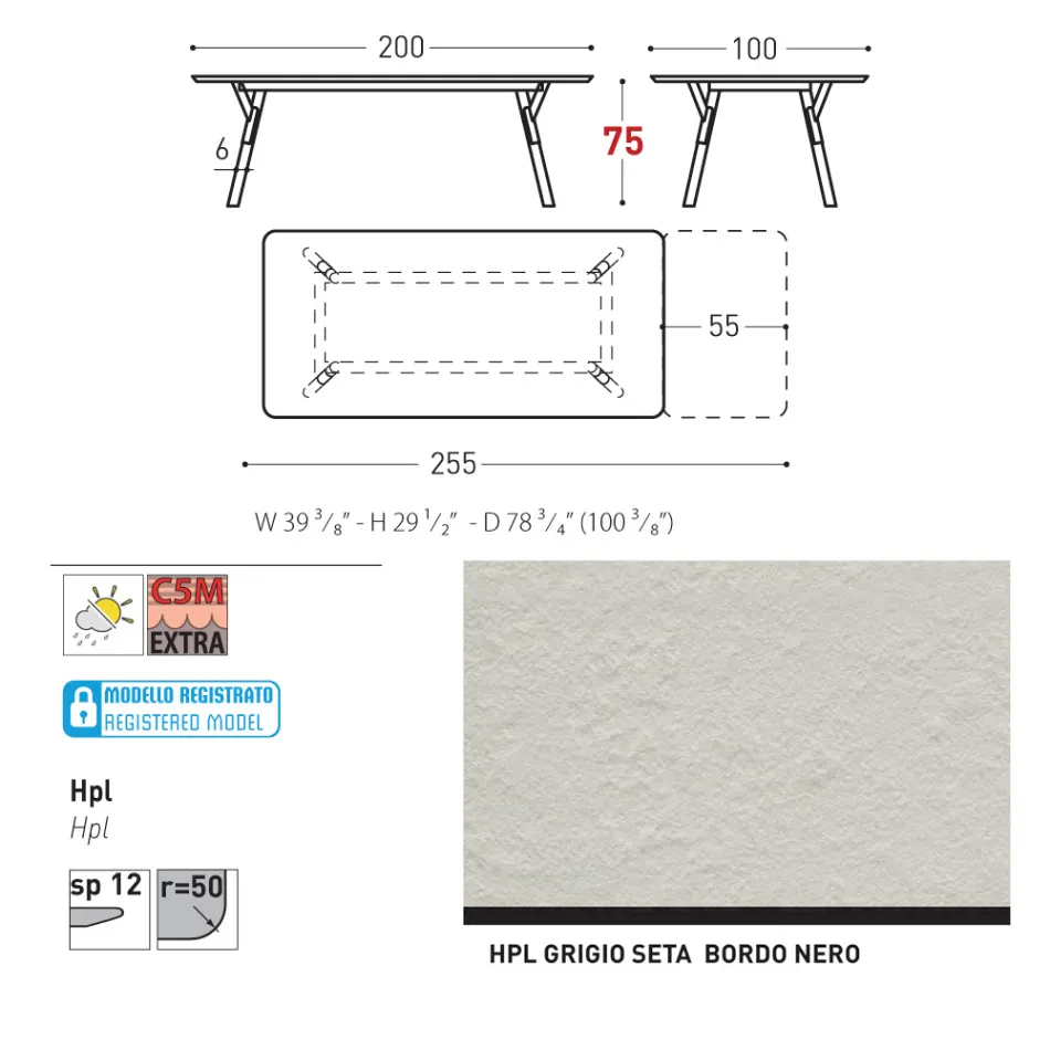 Varaschin Link modern design extendable garden table, H 73.2 cm Viadurini