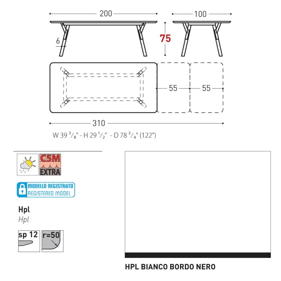 Varaschin Link modern design extendable garden table, H 73.2 cm Viadurini