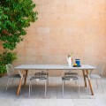 Garden dining table with teak wood legs, H 75 cm Link by Varaschin