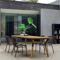 Teak wood garden dining table H75 cm, modern design Link by Varaschin