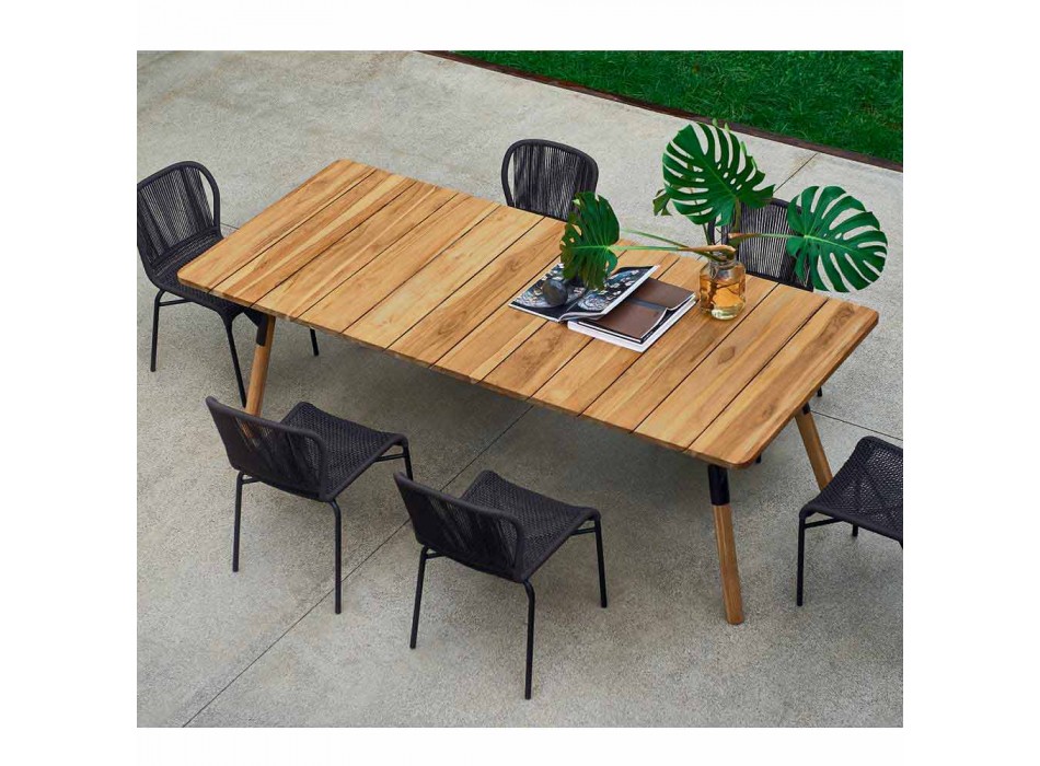 Varaschin Link teak wood garden dining table H 75 cm Viadurini