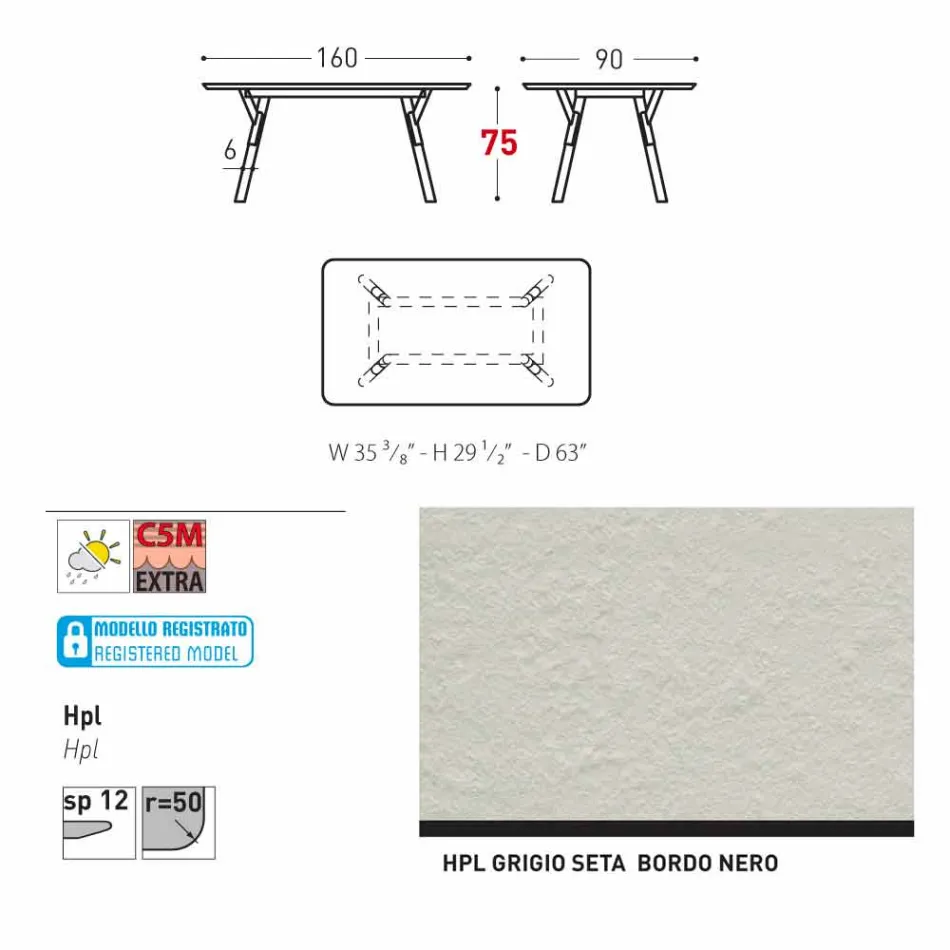 Varaschin Link garden or indoor dining table H 75 cm Viadurini