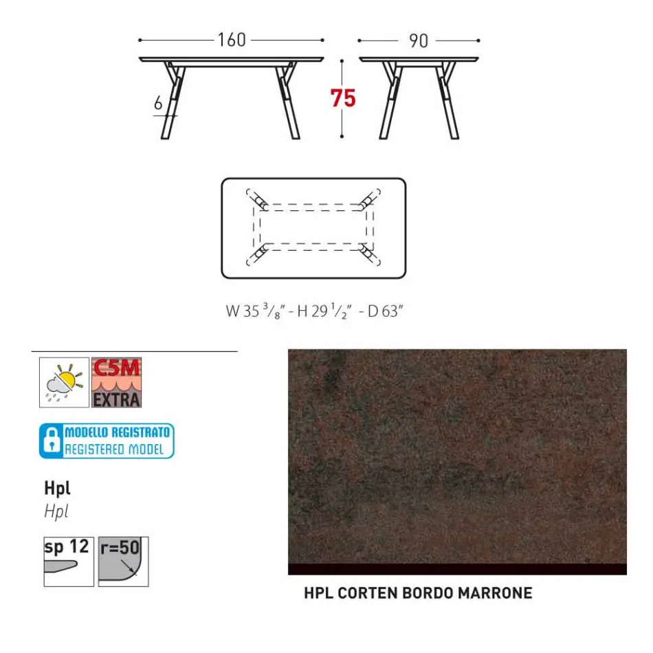 Varaschin Link garden or indoor dining table H 75 cm Viadurini