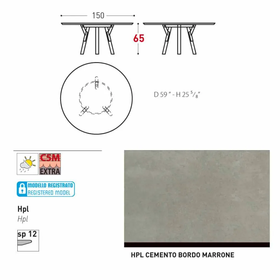 Varaschin Link round outdoor table / interior design, H 65 cm Viadurini