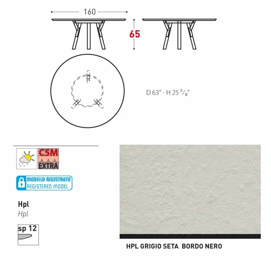 Varaschin Link round outdoor table / interior design, H 65 cm Viadurini