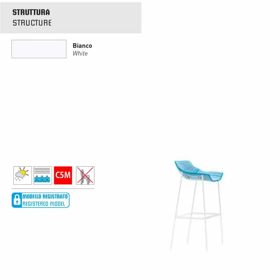 Varaschin Summer Outdoor stool set in steel and fabric Viadurini