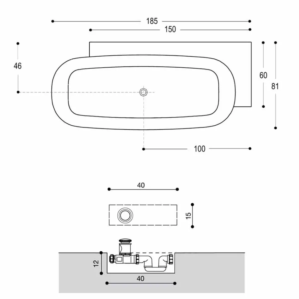 Modern Style White Design Freestanding Bathtub - Lipperiavas1 Viadurini