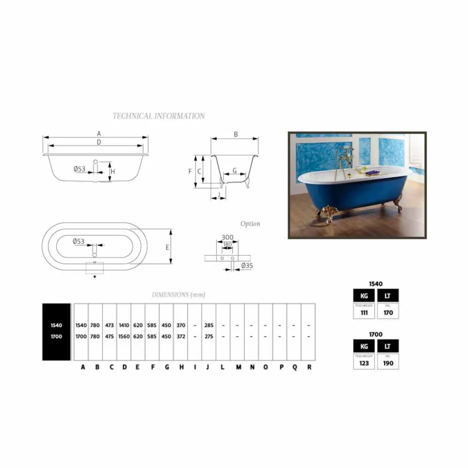 Bathtub freestanding cast iron painted with Diane feet Viadurini