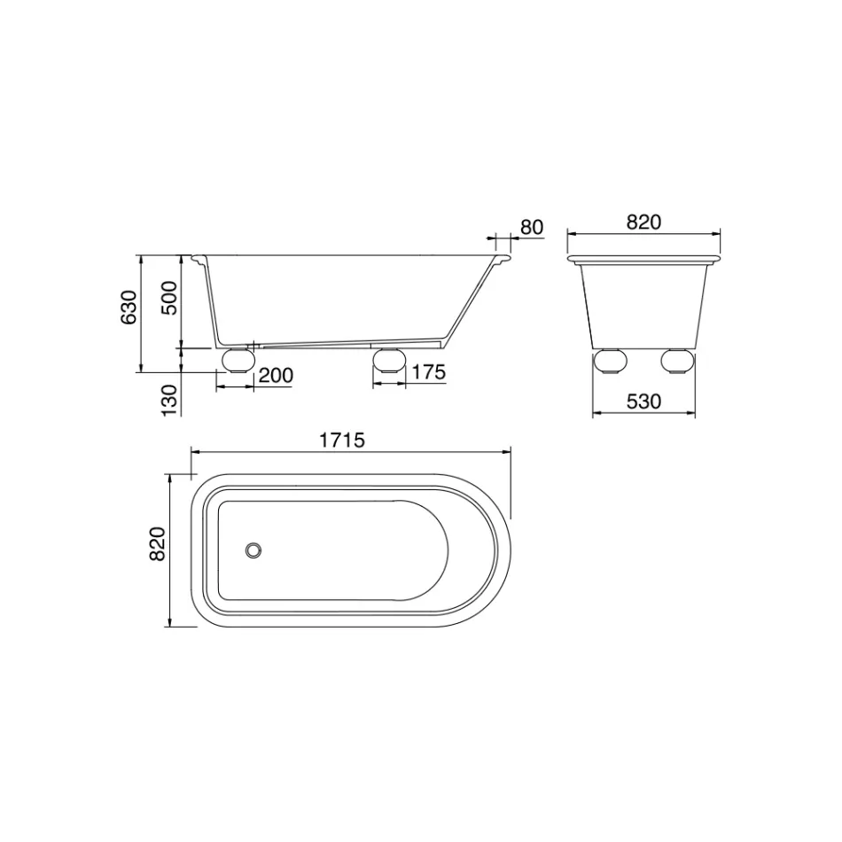 Matt White Solid Surface Bathtub with Feet - Degrees Viadurini