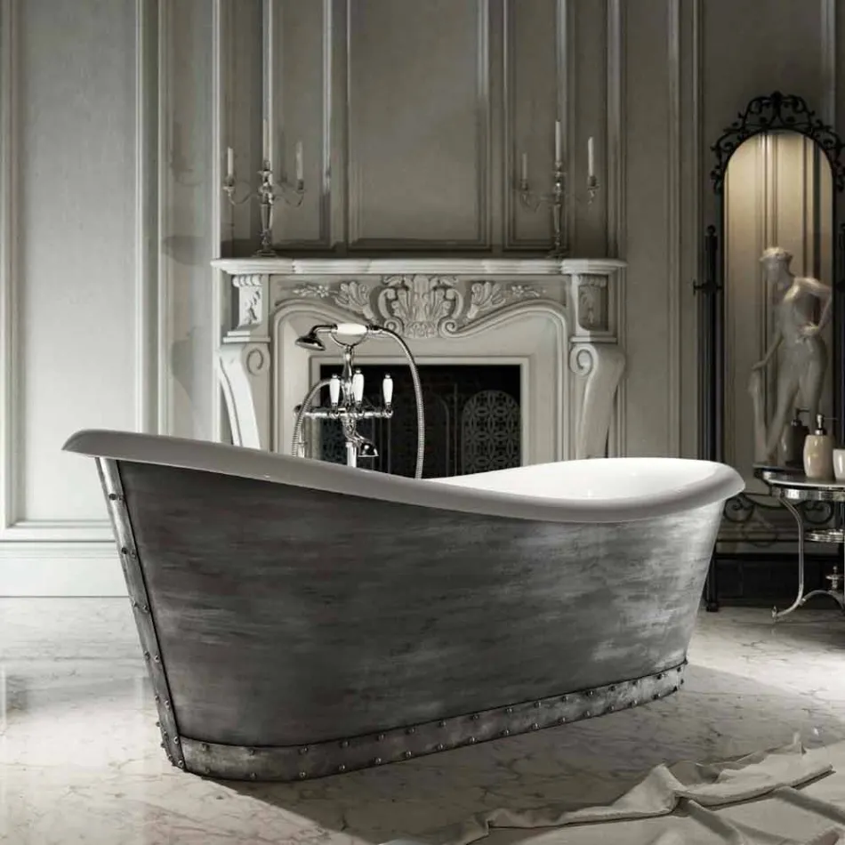Modern design freestanding resin bathtub made in Italy, Furtei Viadurini