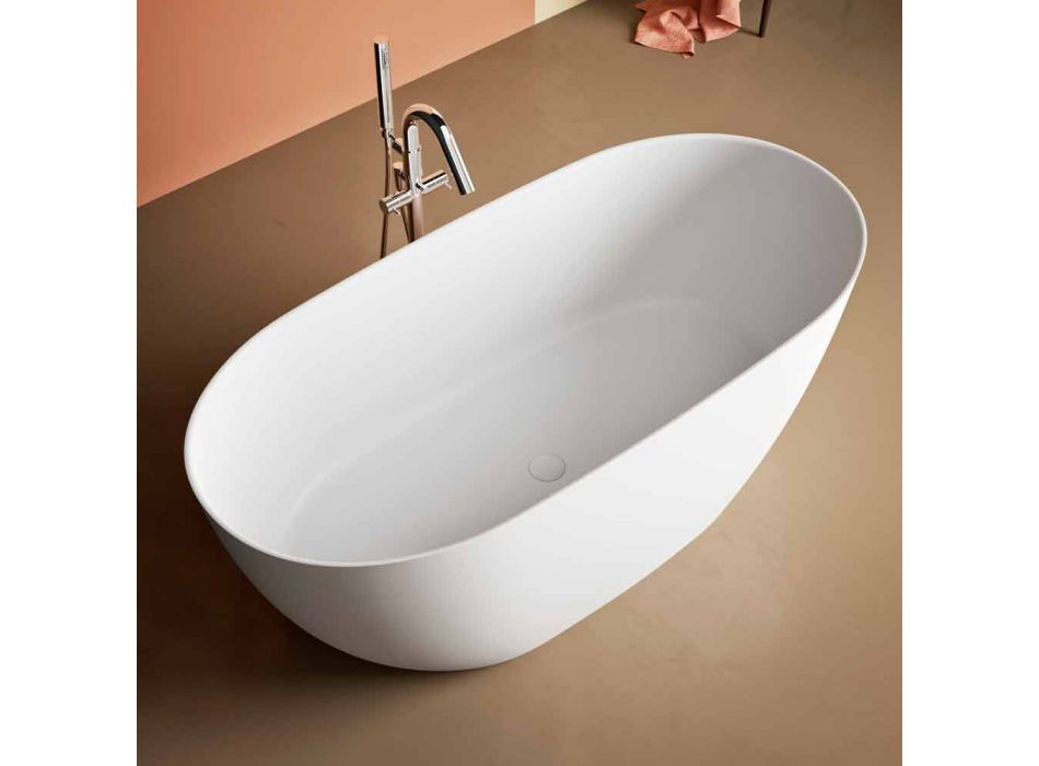 Free Standing Tub, Made in Italy, in Solid Surface - Flow Viadurini