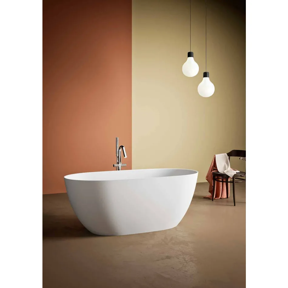Free Standing Tub, Made in Italy, in Solid Surface - Flow Viadurini