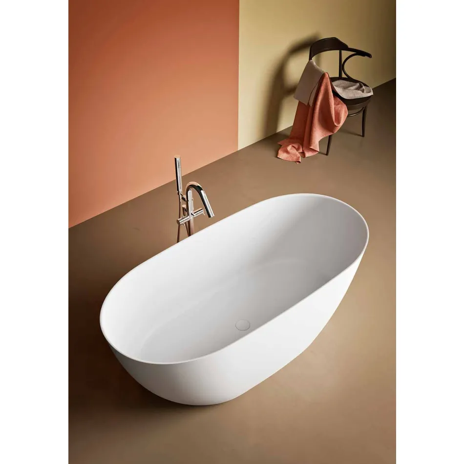 Free Standing Tub, Made in Italy, in Solid Surface - Flow Viadurini