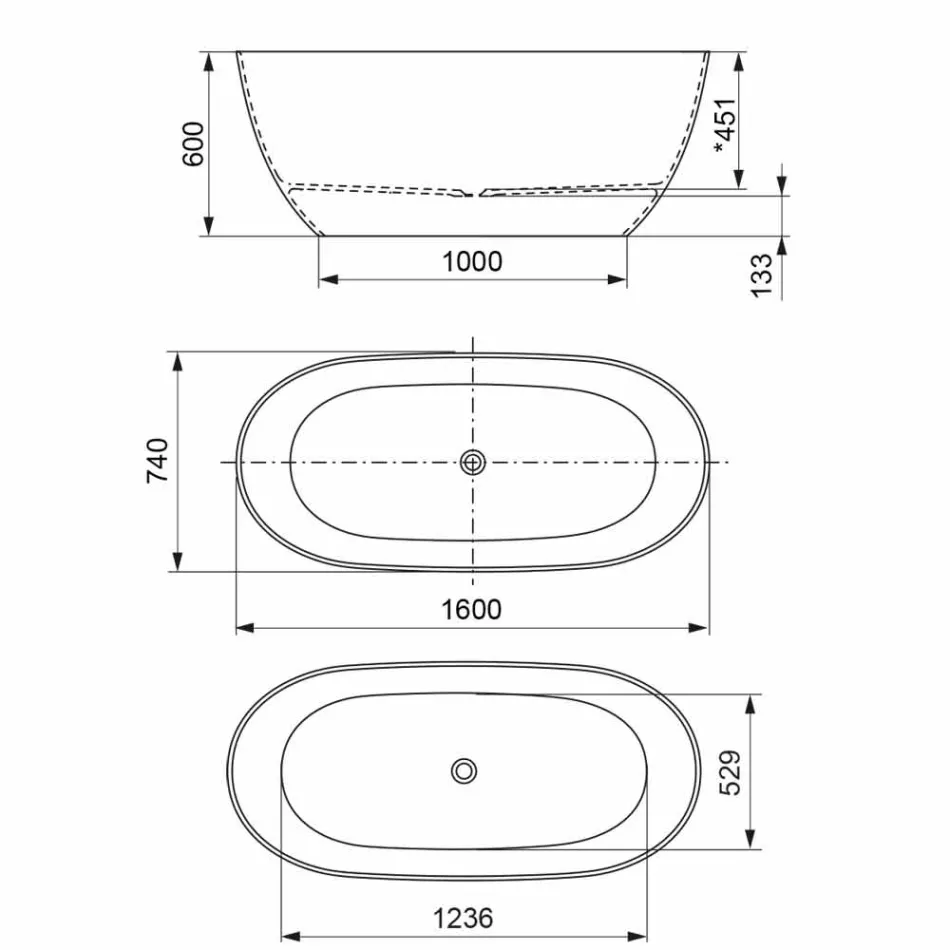 Free Standing Tub, Made in Italy, in Solid Surface - Flow Viadurini