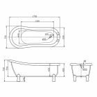 Modern design freestanding bathtub in white acrylic Dawn 1700x750mm Viadurini