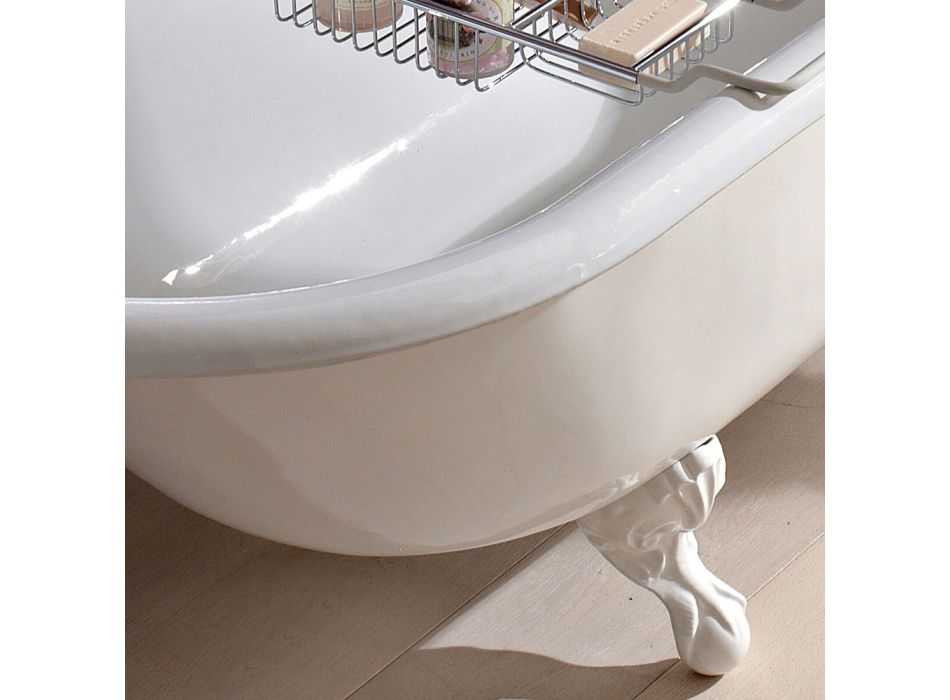 Vintage Freestanding Design Bathtub in White Cast Iron, Made in Italy - Marwa Viadurini