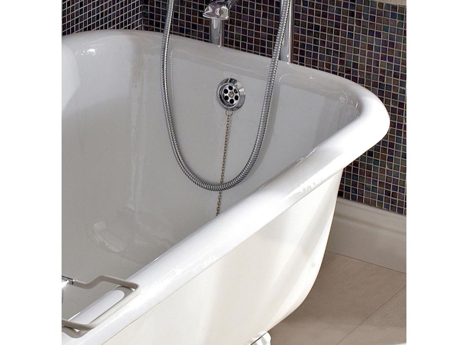 Vintage Freestanding Design Bathtub in White Cast Iron, Made in Italy - Marwa Viadurini