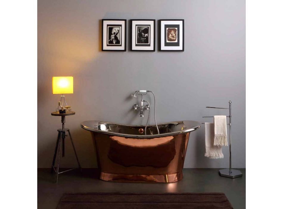 Freestanding design bathtub design nickel and copper Angelica finish Viadurini