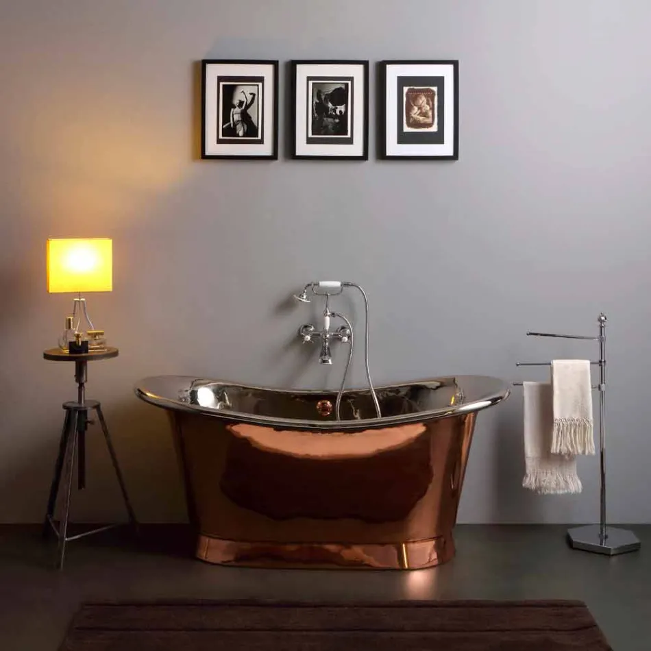 Freestanding design bathtub design nickel and copper Angelica finish Viadurini