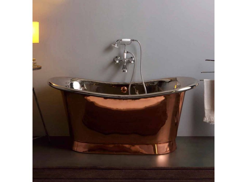 Freestanding design bathtub design nickel and copper Angelica finish Viadurini