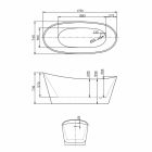 Nataly modern design white acrylic freestanding bathtub, 1700x745mm Viadurini