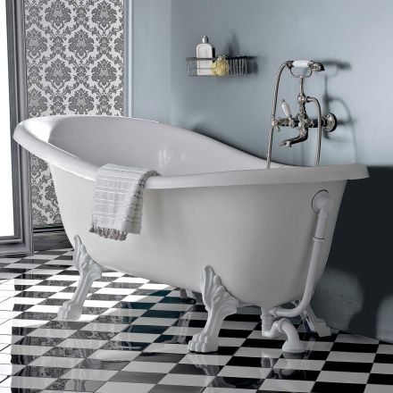 Freestanding Bathtub in Vintage Style Acrylic, Made in Italy - Tabea Viadurini