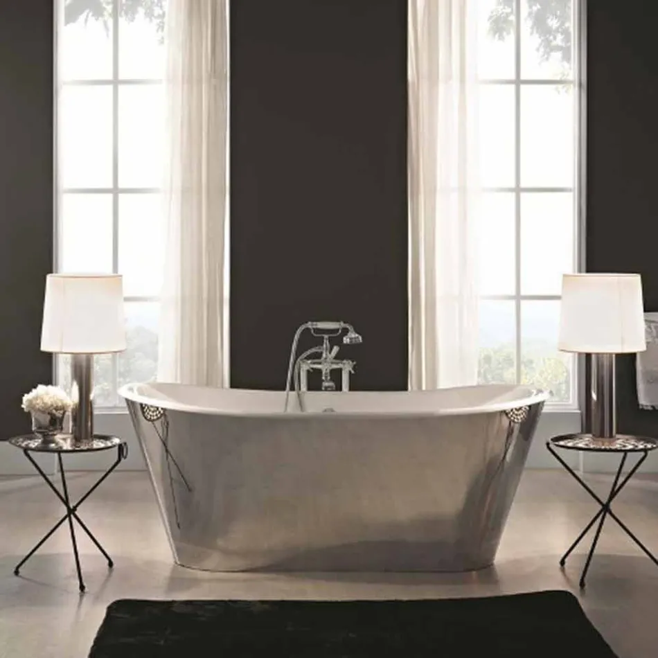 Freestanding bathtub plated cast steel externally Sharon Viadurini