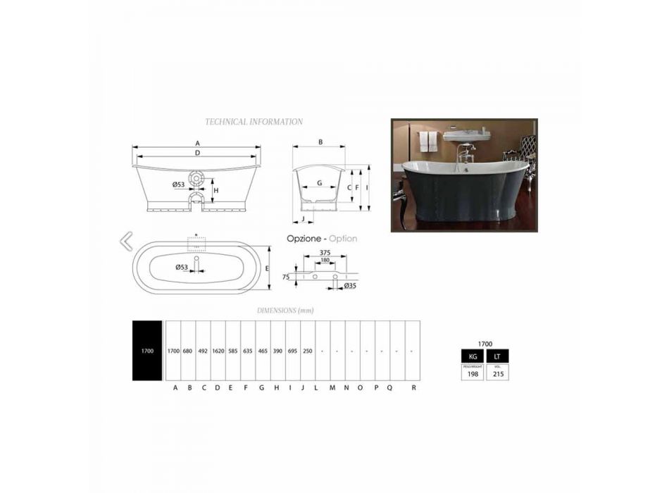 Freestanding bathtub in cast iron with original design Cox Viadurini