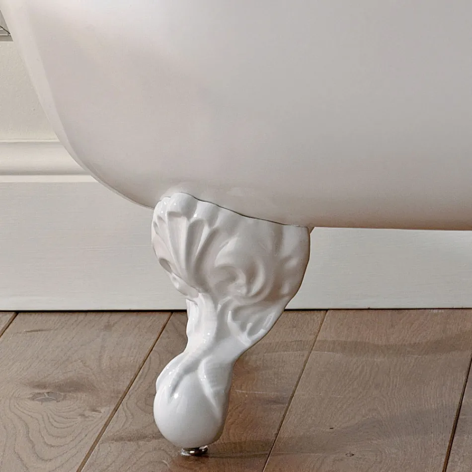 Vintage Freestanding Bathtub in White Cast Iron Made in Italy - Paulina Viadurini