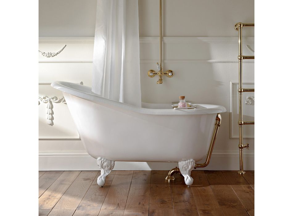 Vintage Freestanding Bathtub in White Cast Iron Made in Italy - Paulina Viadurini