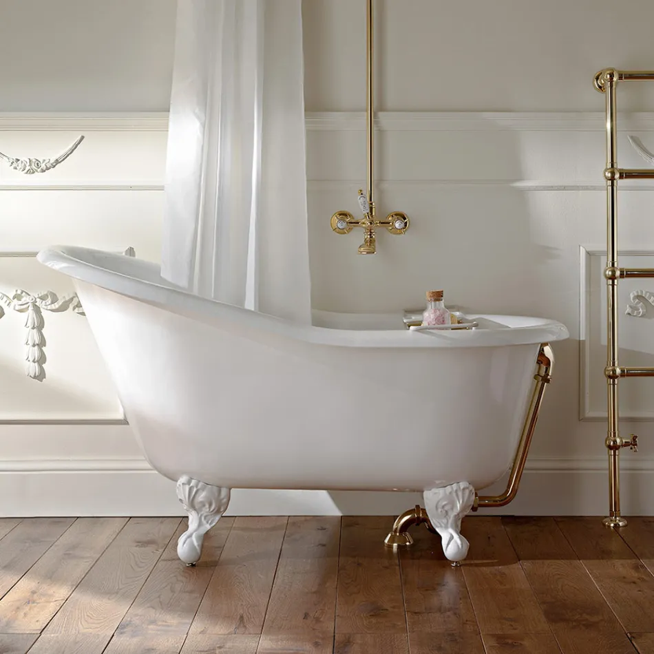 Vintage Freestanding Bathtub in White Cast Iron Made in Italy - Paulina Viadurini