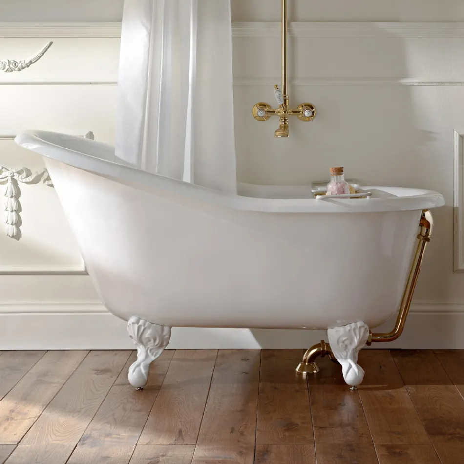 Vintage Freestanding Bathtub in White Cast Iron Made in Italy - Paulina Viadurini
