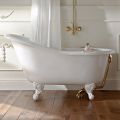 Vintage Freestanding Bathtub in White Cast Iron Made in Italy - Paulina